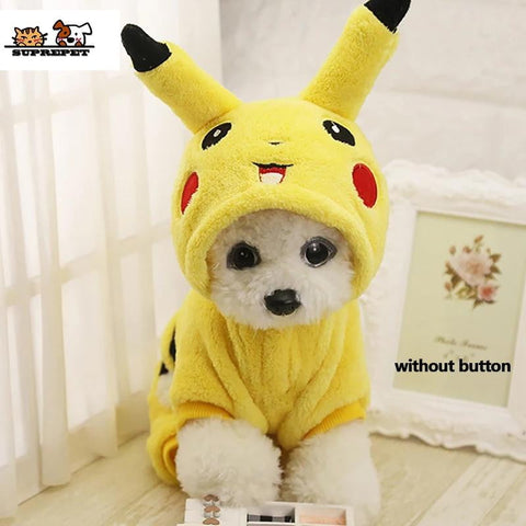 SUPREPET Cat Costume Cute Pet Clothes Pikachu Cosplay Clothes Autumn Winter  Cat clothes Home Pajamas Puppy Hoodie Dog Coat - VIGANIMAL