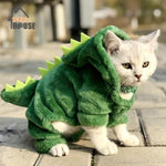 Snailhouse Hot Sale Pet Cat Clothes Funny Dinosaur Costumes Winter Warm Plush Cat Coat Small Cat Kitten Hoodie Puppy Dog Clothes - VIGANIMAL