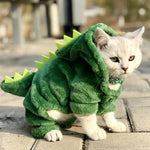 Snailhouse Hot Sale Pet Cat Clothes Funny Dinosaur Costumes Winter Warm Plush Cat Coat Small Cat Kitten Hoodie Puppy Dog Clothes - VIGANIMAL